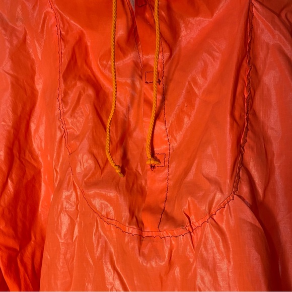 Handmade Windbreaker Jacket with Patches Neon Orange Pullover Pocket Hoodie - Picture 13 of 16